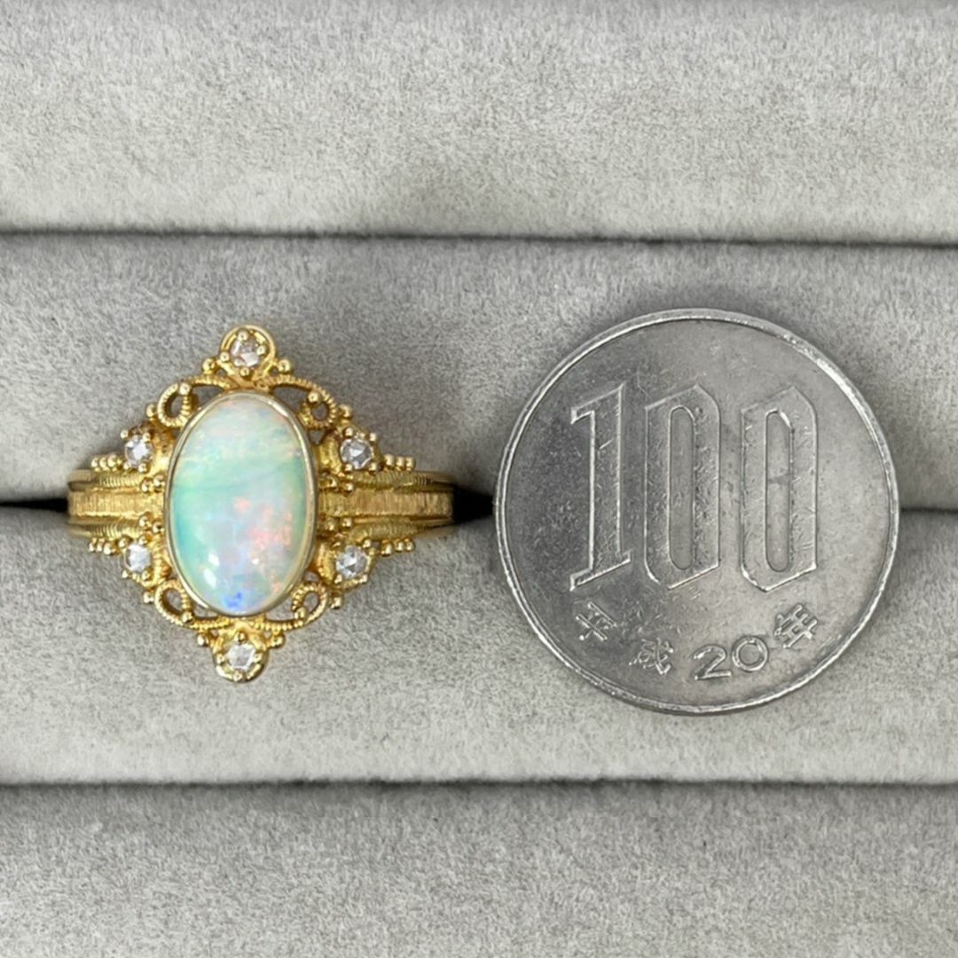 K18 天然オパール 1.49ct 天然ダイヤモンド 0.15ct リング レディースのアクセサリー(リング(指輪))の商品写真