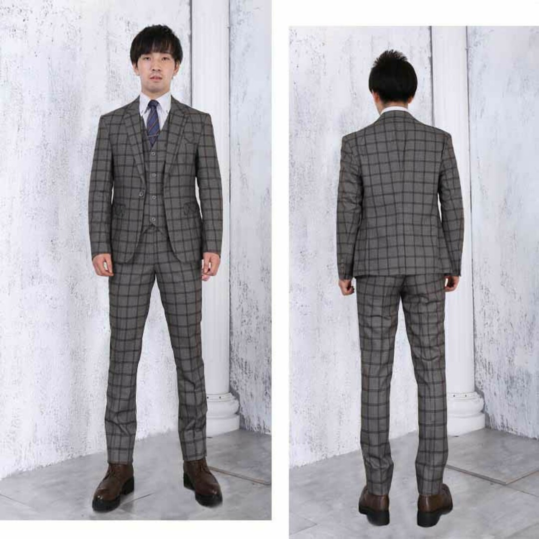 スーツ メンズ 在庫サイズL,XL,2XL　一つボタン チェック柄 メンズのスーツ(セットアップ)の商品写真