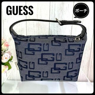 ゲス(GUESS)のGUESS ゲス ポーチ 化粧バッグ バニティバッグ  ネイビー 【美品】(ポーチ)