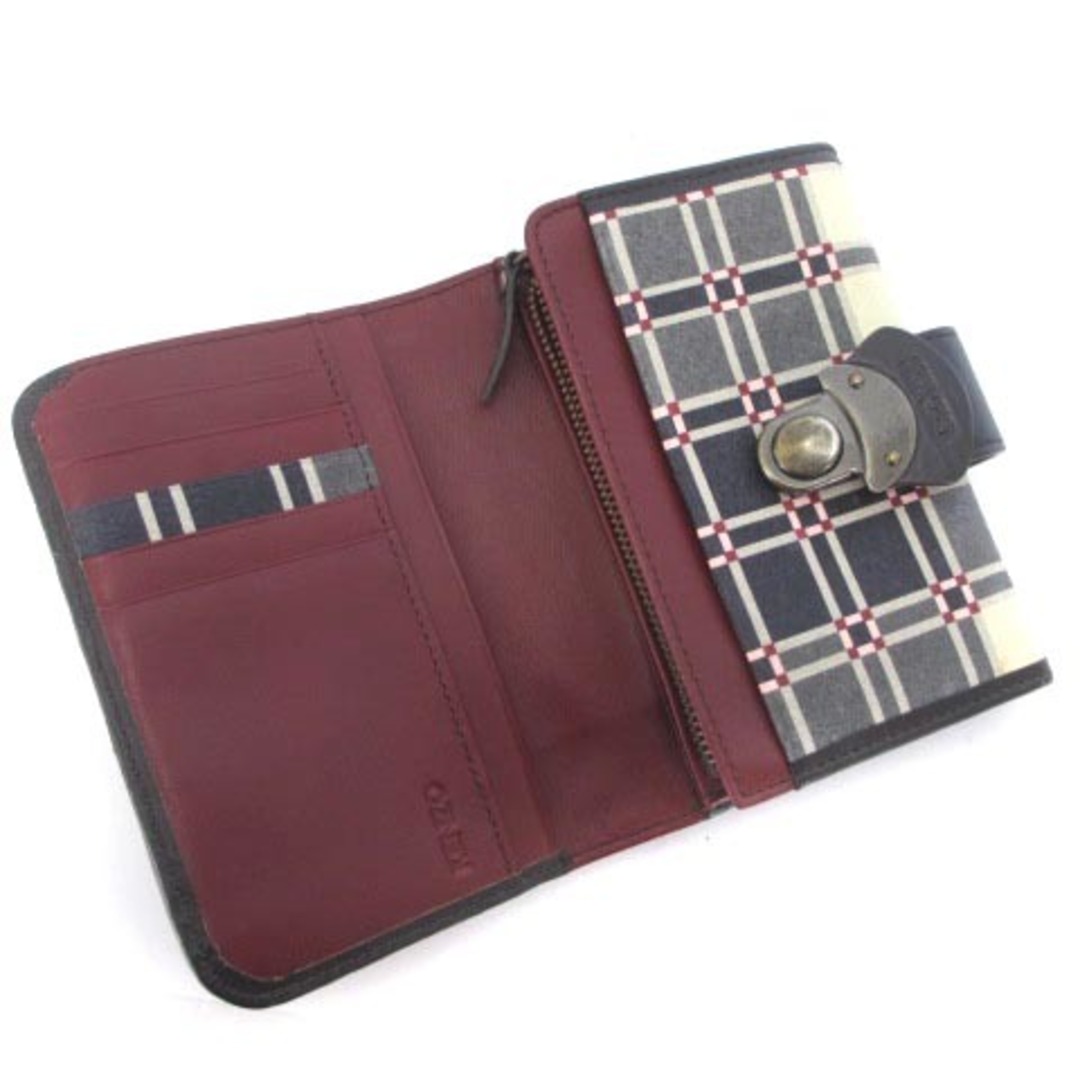 KENZO(ケンゾー)のケンゾー 二つ折り財布 ウォレット 花 刺繍 チェック レザー マルチカラー レディースのファッション小物(財布)の商品写真