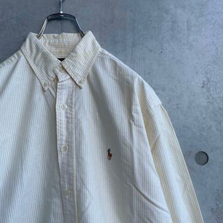 ラルフローレン(Ralph Lauren)の90年代 Ralph Lauren BDシャツ ストライプ ロゴ イエロー(シャツ)