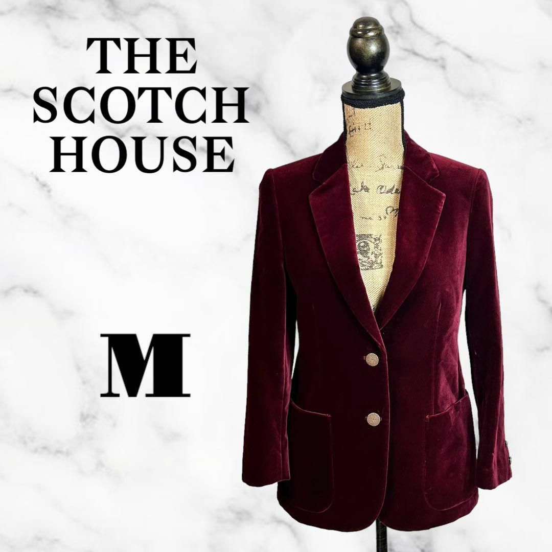 THE SCOTCH HOUSE(ザスコッチハウス)の【THE SCOTCH HOUSE】ベルベットテーラードジャケット　ボルドー　M レディースのジャケット/アウター(テーラードジャケット)の商品写真