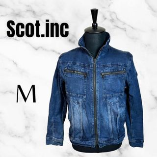 スコット(SCOTT)の【scot.inc】デニムフルジップジャケット　作業着　ストレッチ　汚れあり　M(Gジャン/デニムジャケット)