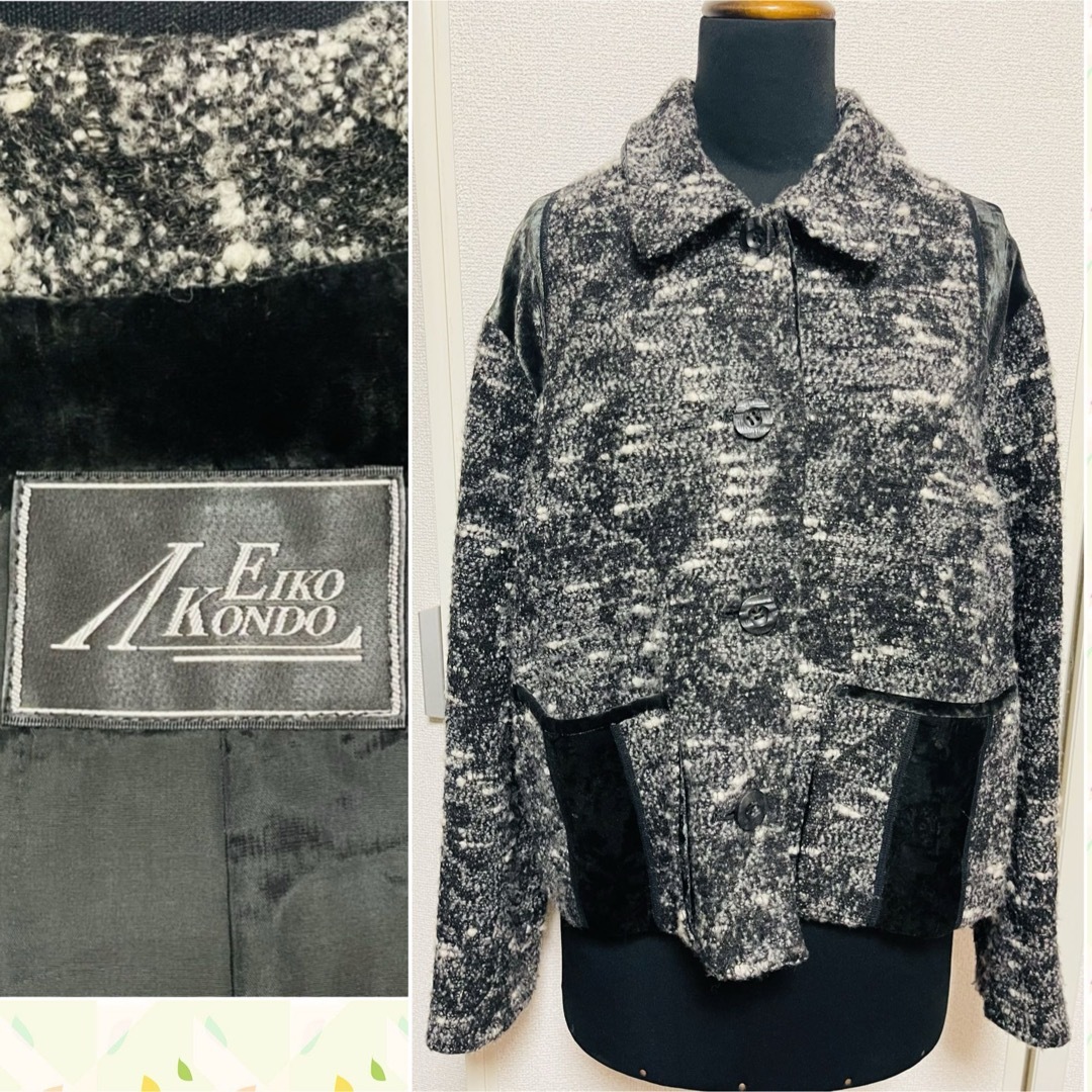 美品　ほぼ未使用　エイココンドー　EIKO KONDO ジャケット　黒　ベロア レディースのジャケット/アウター(その他)の商品写真