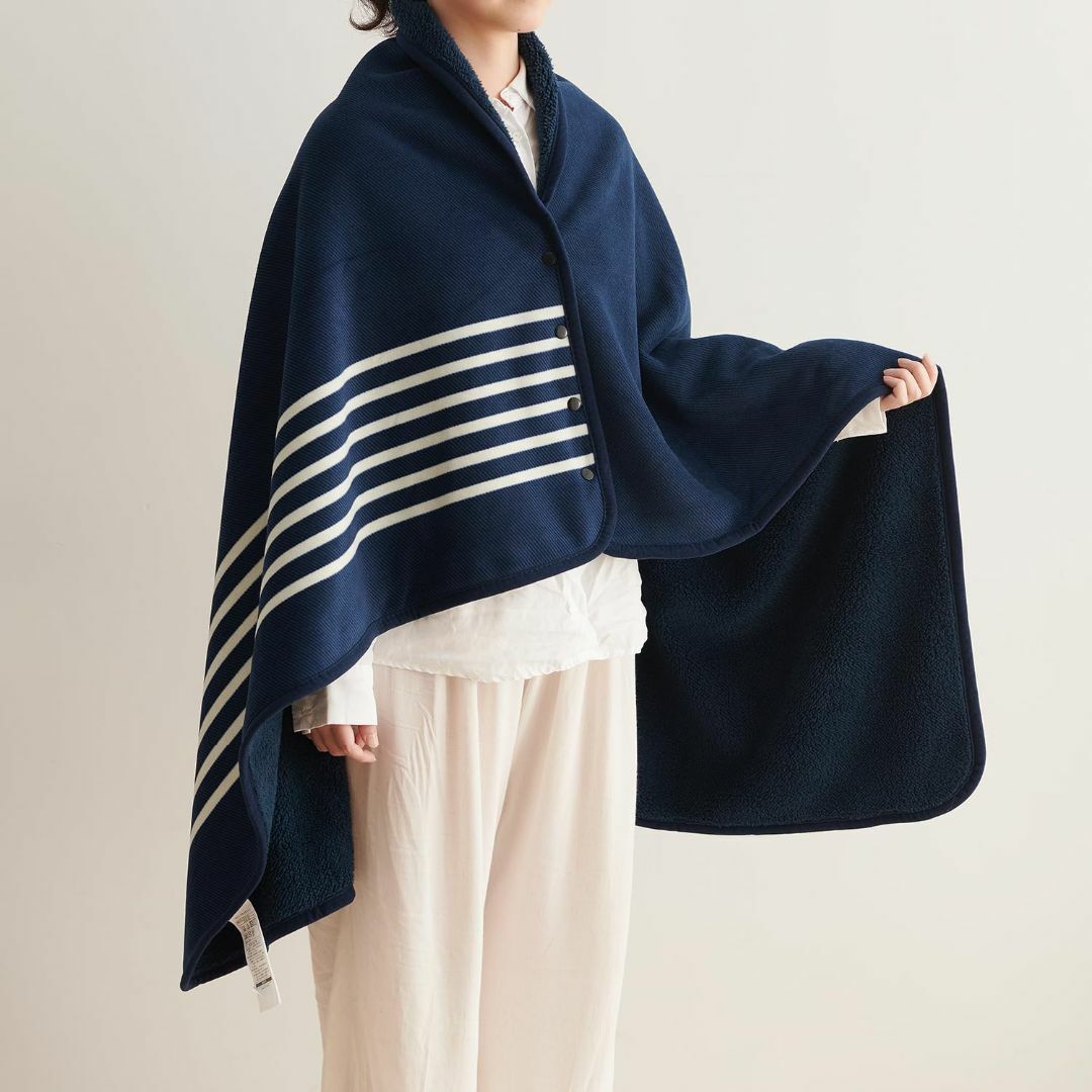 色: ネイビー】Atokazo ひざ掛け ブランケット 肩掛け 着る毛布 色: ネイビー】Atokazo ひざ掛け ブランケット 肩掛け 着る毛布