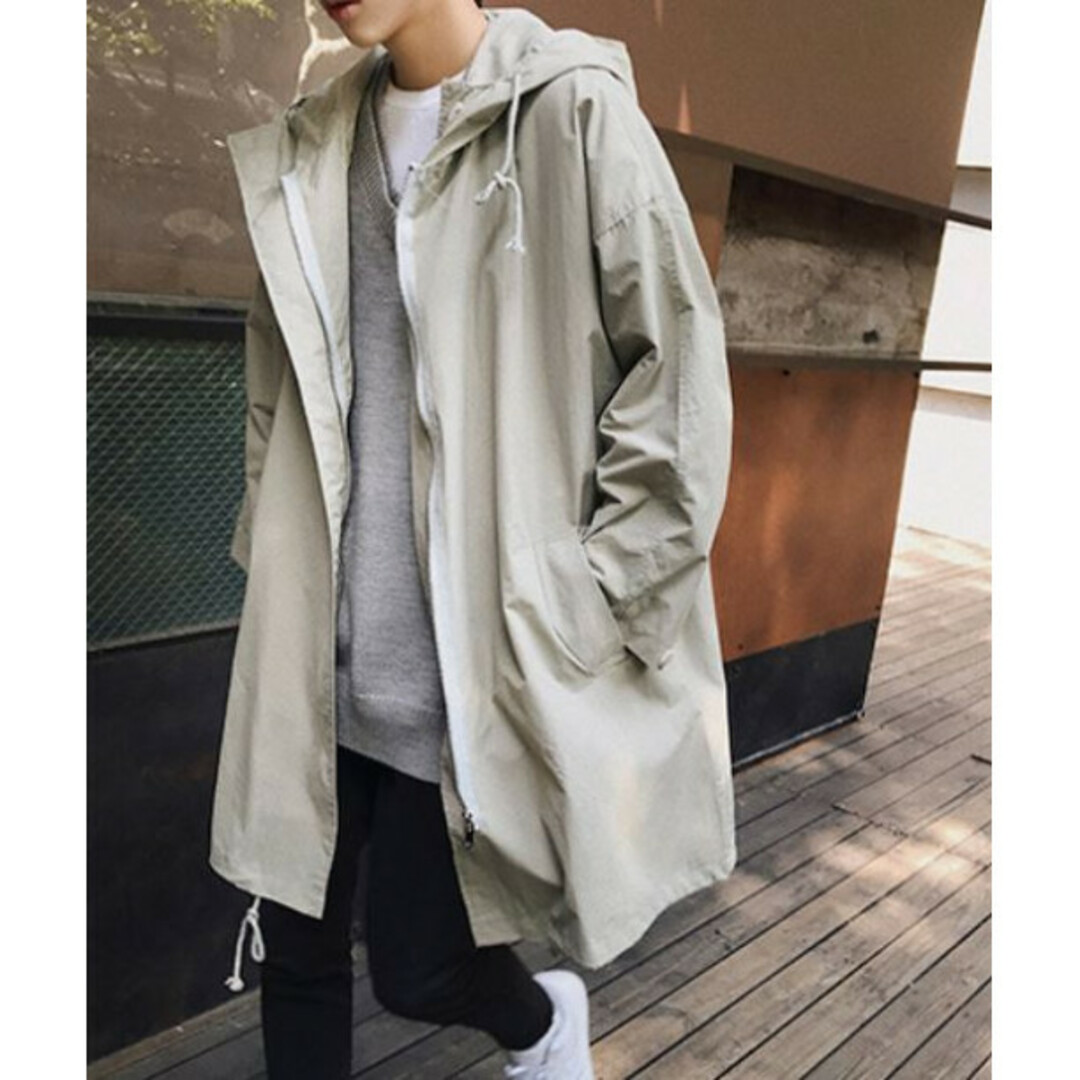ロングコート メンズコート シャカシャカ ブラック メンズのジャケット/アウター(ナイロンジャケット)の商品写真