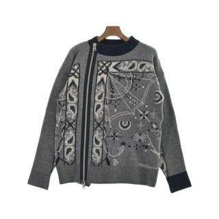 サカイ(sacai)のsacai サカイ ニット・セーター 1(S位) グレーx紺x白等 【古着】【中古】(ニット/セーター)