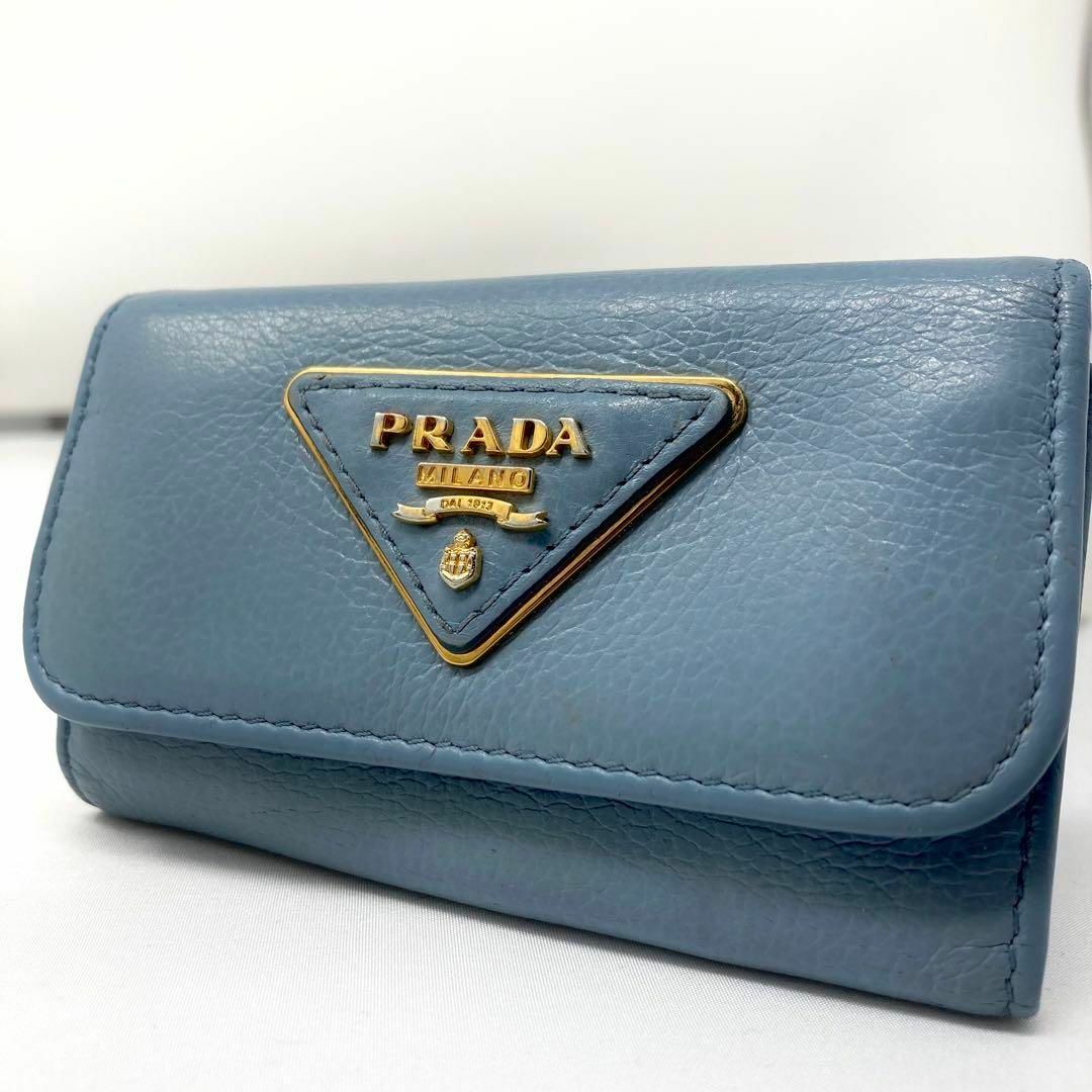 割引を販売 PRADA セカンドバッグサフィアーノ ロゴプレート ブルー 青 ...