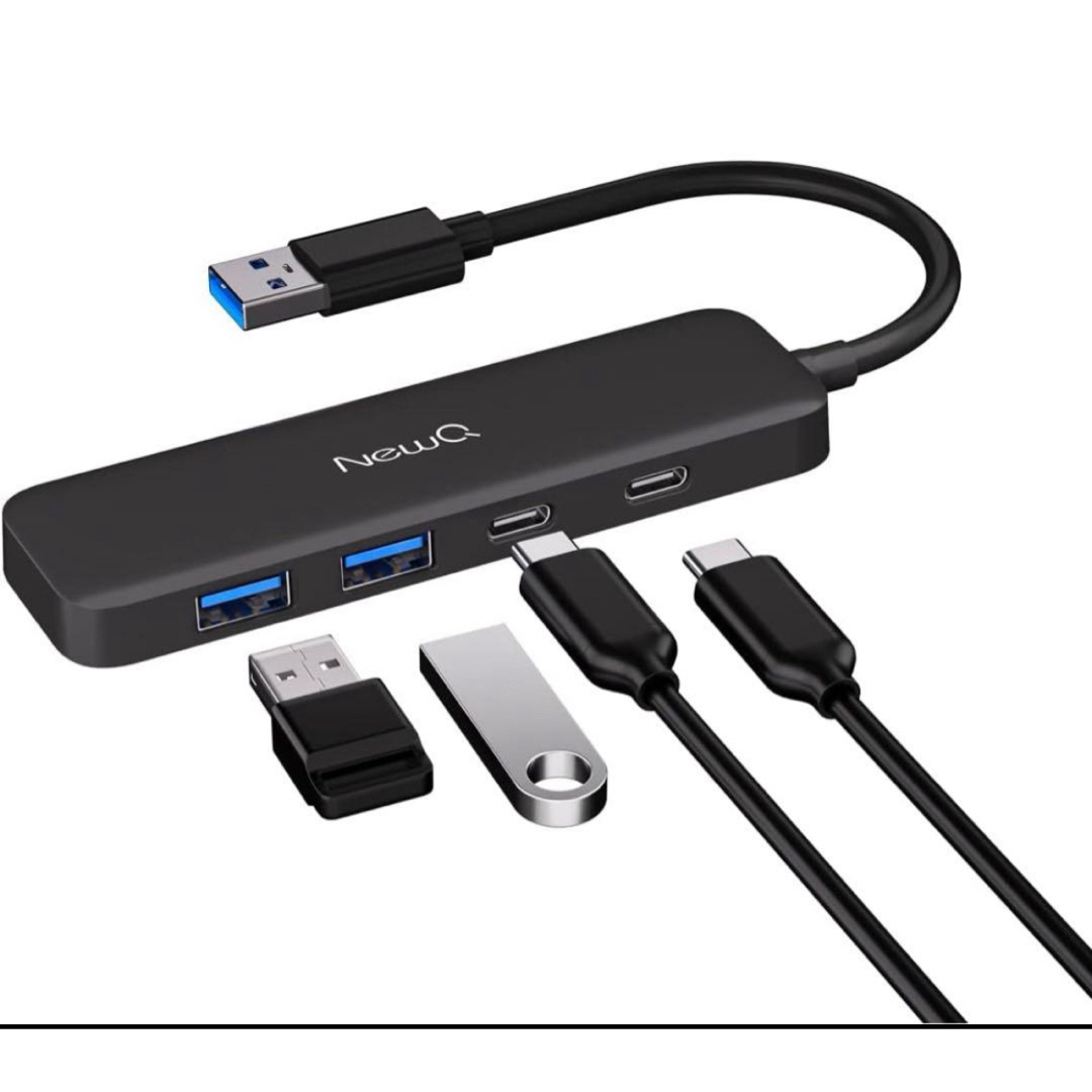 NEWQ USB ハブ type-a／USB-C3.0と2* USB-A3.0 スマホ/家電/カメラのPC/タブレット(PC周辺機器)の商品写真