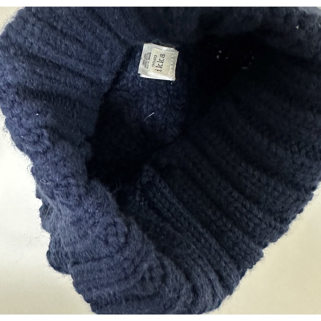 ikka(イッカ)のikka ニットキャップ ニット帽 ビーニー ケーブル編み ゲージ編み 濃紺 レディースの帽子(ニット帽/ビーニー)の商品写真