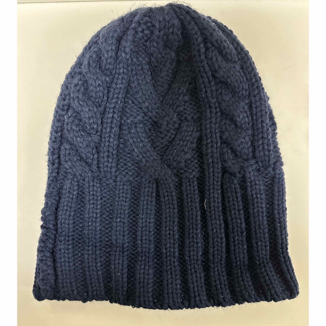 ikka(イッカ)のikka ニットキャップ ニット帽 ビーニー ケーブル編み ゲージ編み 濃紺 レディースの帽子(ニット帽/ビーニー)の商品写真