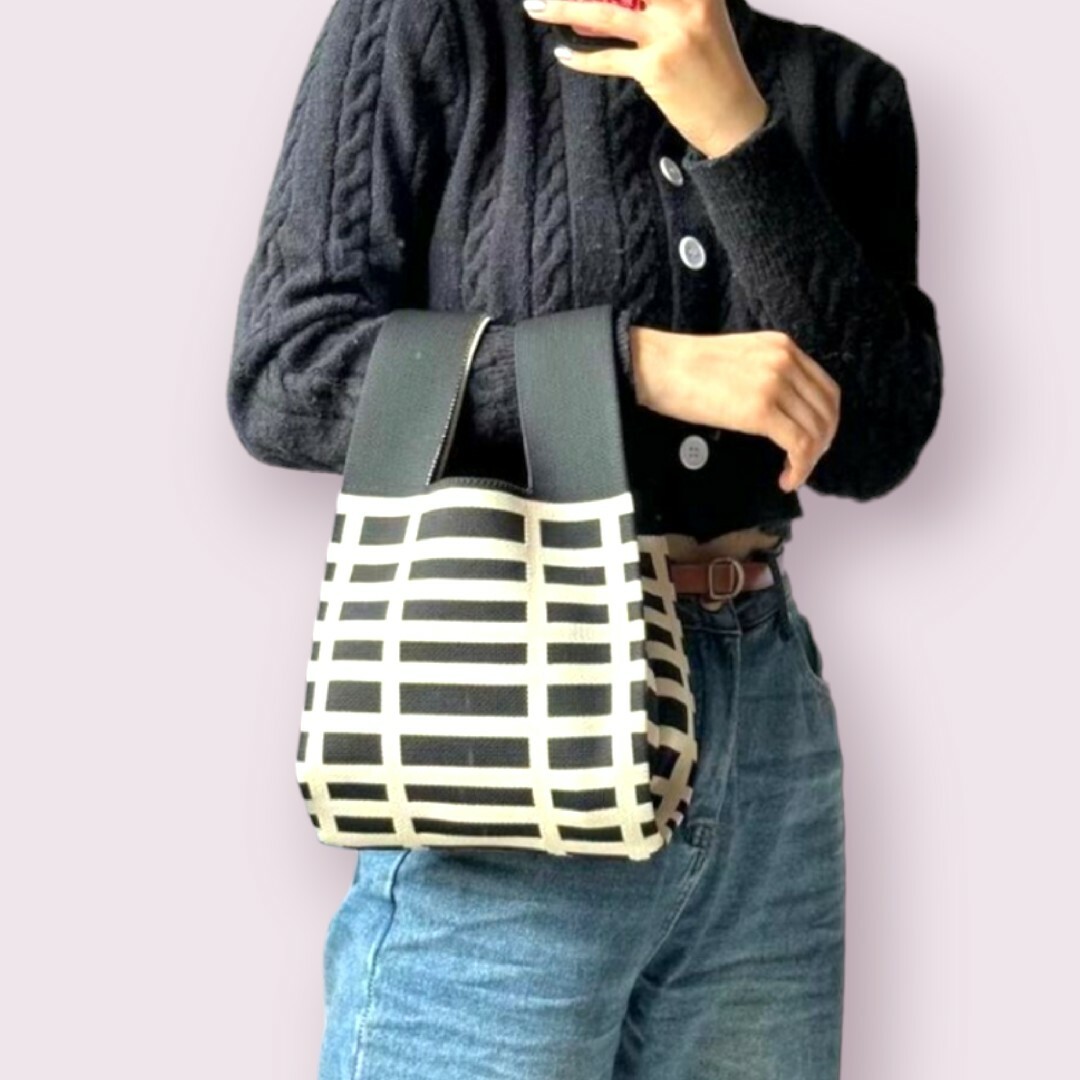 ニット トートバッグ ミニ バッグ レディース 人気 韓国風 可愛い バック レディースのバッグ(トートバッグ)の商品写真