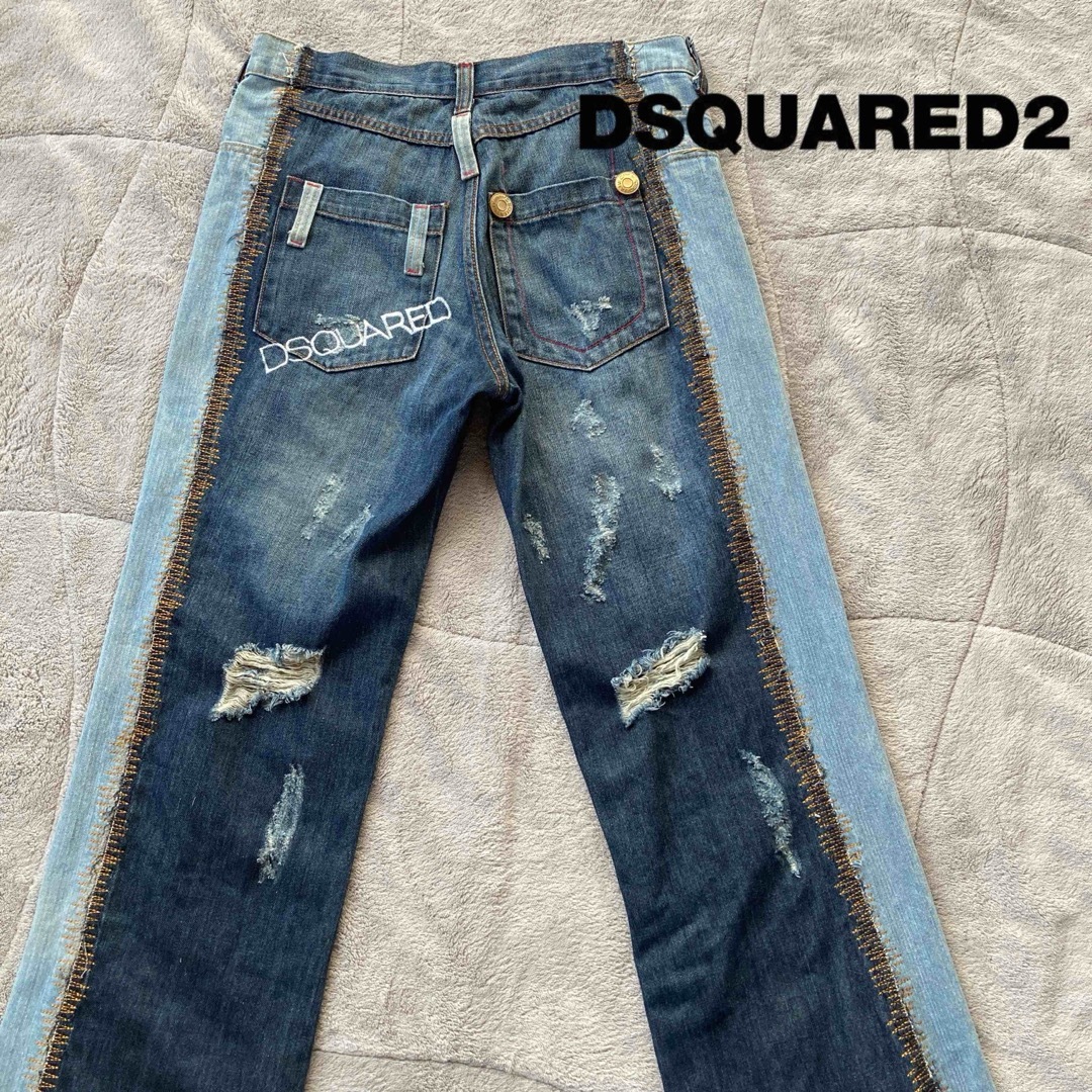 dsquared2 ダメージデニムパンツ　ペンキ　クラッシュ　48