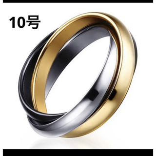 《新品》値下げ❗海外　10号　3連　リング　ブラック　ゴールド　シルバー(リング(指輪))