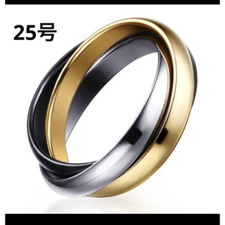 《新品》値下げ❗海外　25号　3連　リング　ブラック　ゴールド　シルバー(リング(指輪))