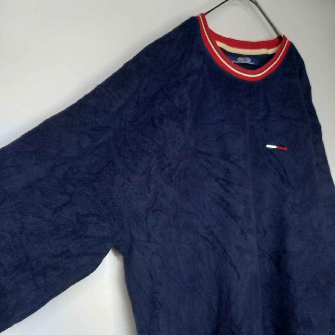 TOMMY JEANS(トミージーンズ)の90s　トミー　TOMMY　フリース　トレーナー　プルオーバー　刺繍　紺　XL メンズのトップス(スウェット)の商品写真