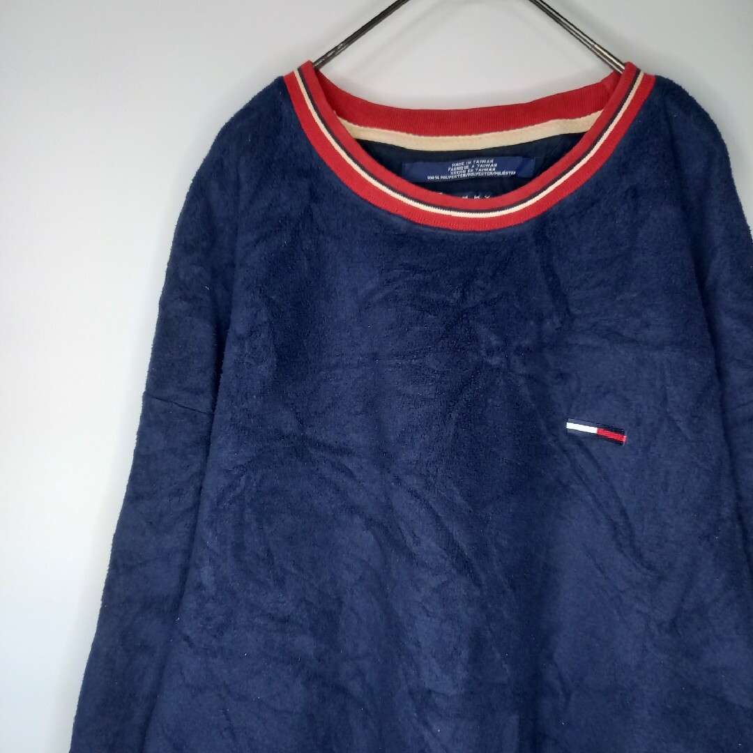 TOMMY JEANS(トミージーンズ)の90s　トミー　TOMMY　フリース　トレーナー　プルオーバー　刺繍　紺　XL メンズのトップス(スウェット)の商品写真