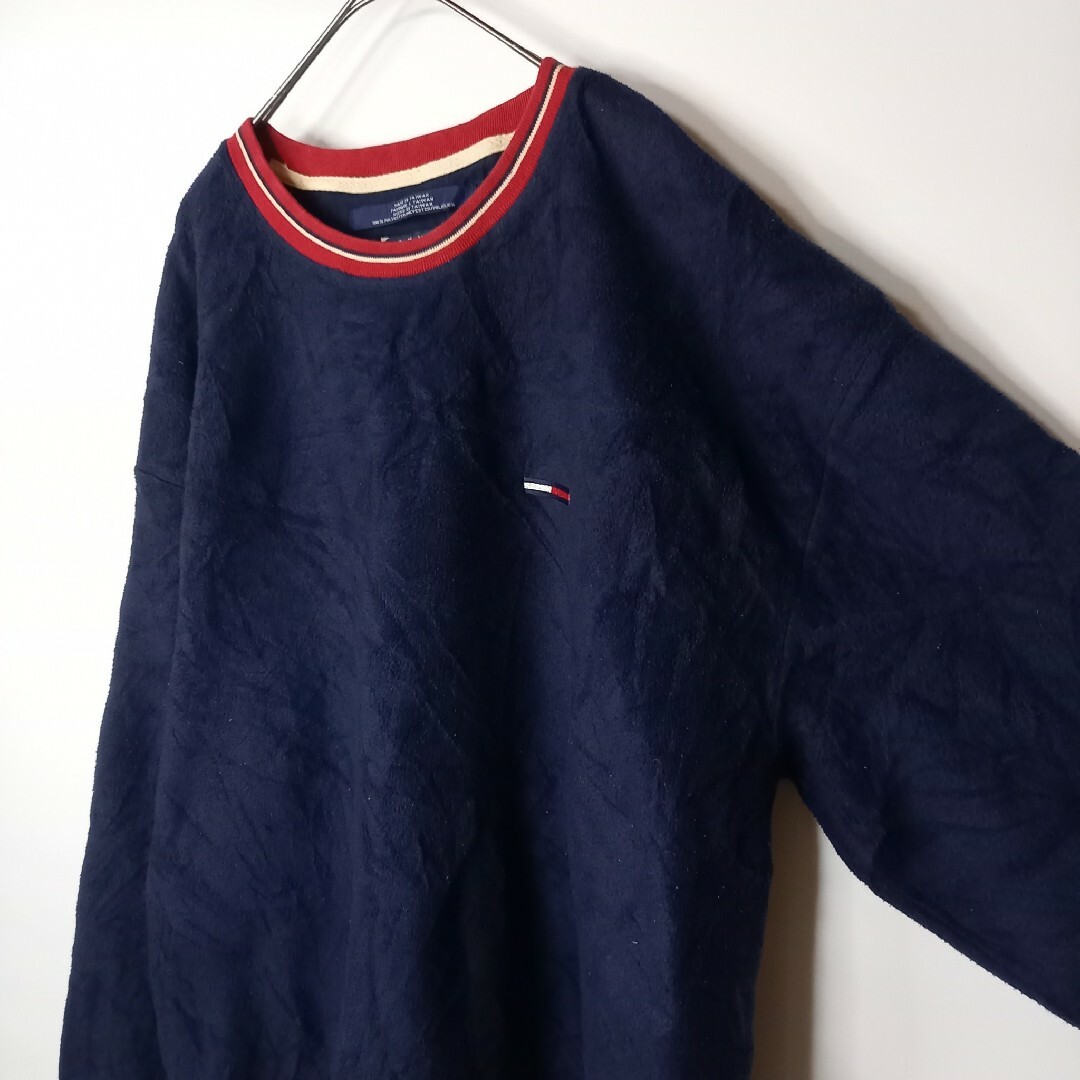 TOMMY JEANS(トミージーンズ)の90s　トミー　TOMMY　フリース　トレーナー　プルオーバー　刺繍　紺　XL メンズのトップス(スウェット)の商品写真