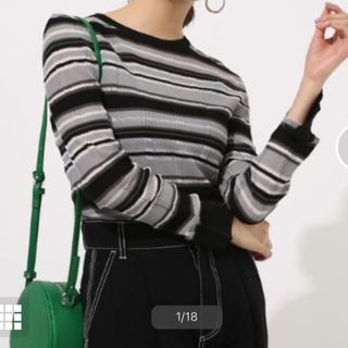 アズールバイマウジー(AZUL by moussy)の●新品　アズールバイマウジー  ボーダーニットカットソー　 　ブラック(ニット/セーター)