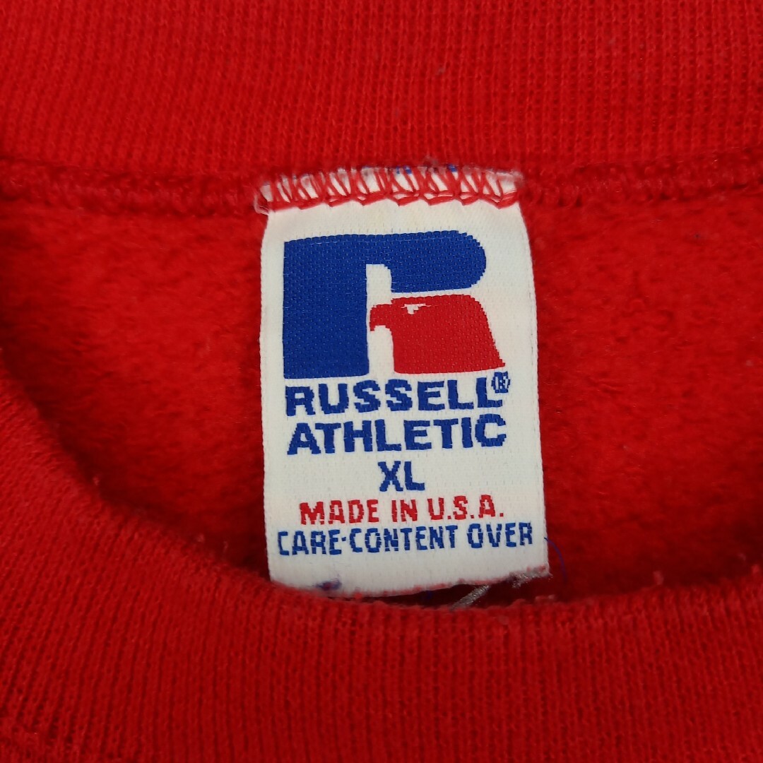 Russell Athletic(ラッセルアスレティック)の90s　アメリカ製　ラッセル　スウェット　トレーナー　無地　ガゼット　赤　XL メンズのトップス(スウェット)の商品写真