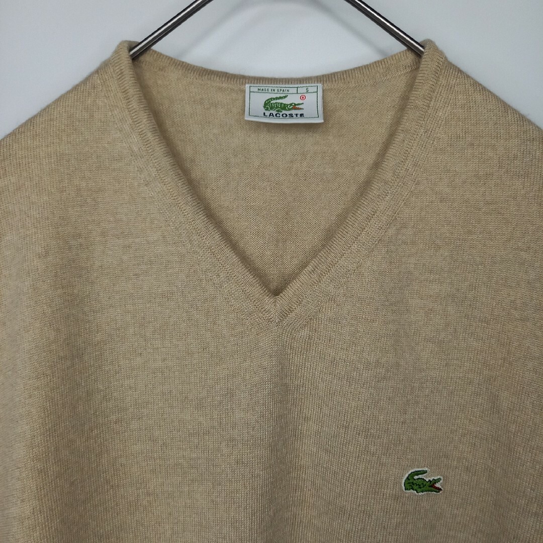 LACOSTE - 80s ユーロラコステ Vネック ニット セーター 長袖 刺繍