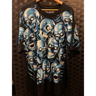 リキッドブルー　スカル　パイル　Tシャツ　tee scull liquid(Tシャツ/カットソー(半袖/袖なし))