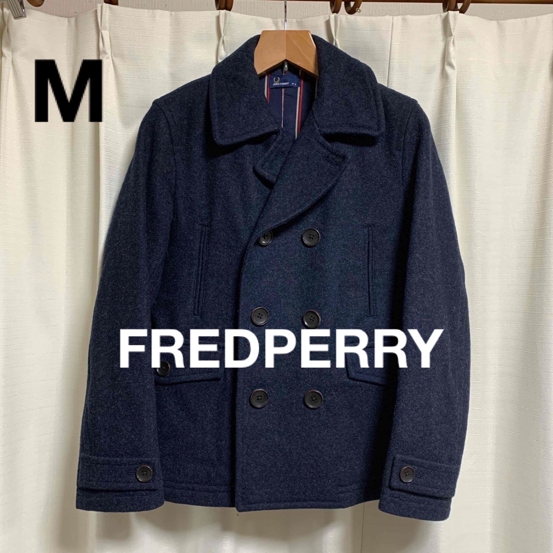 FREDPERRY フレッドペリー チェックピーコート メンズM グレー 青