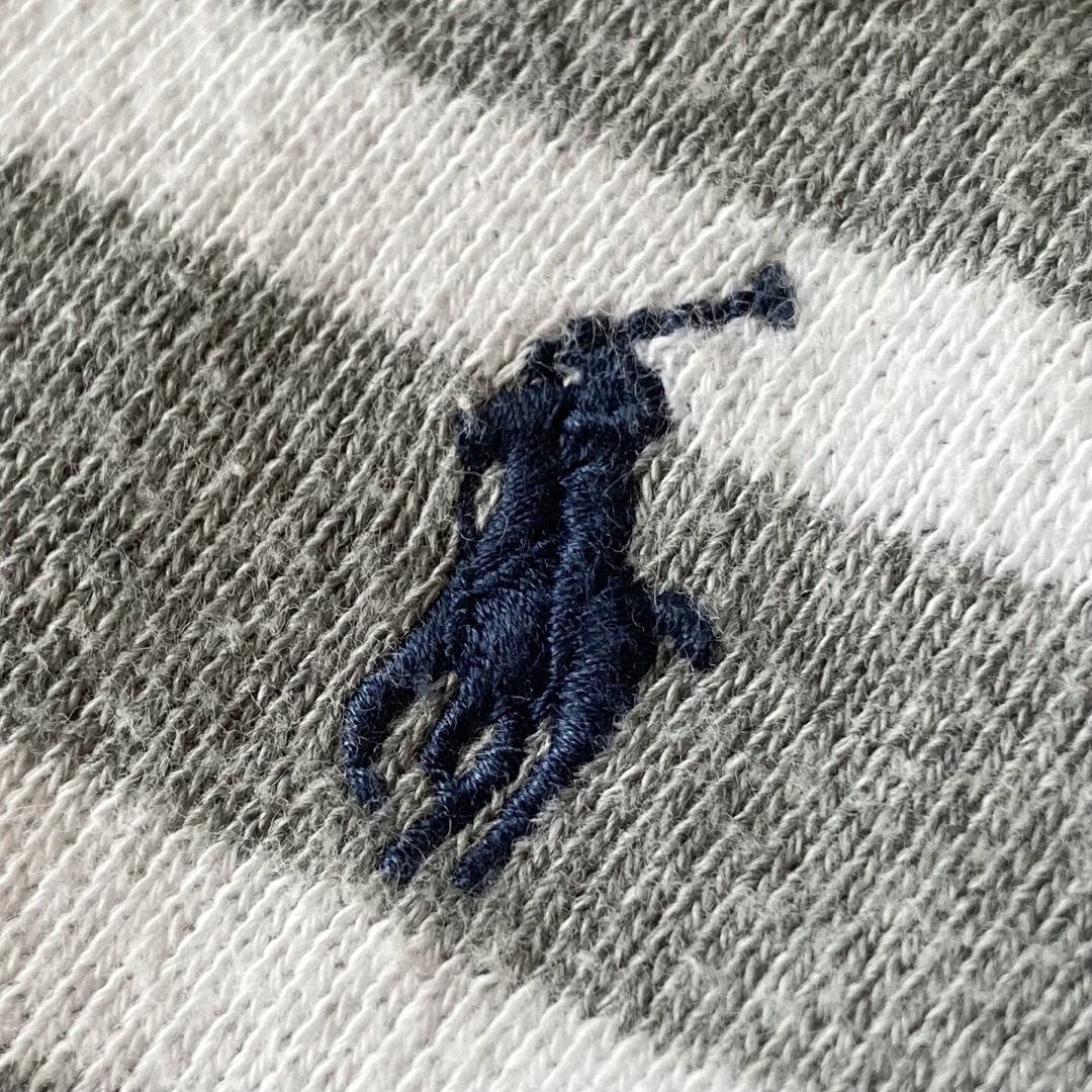 Ralph Lauren(ラルフローレン)のポロ ラルフローレン ロゴ刺繍 ボーダー プルオーバー パーカー グレー レディースのトップス(パーカー)の商品写真