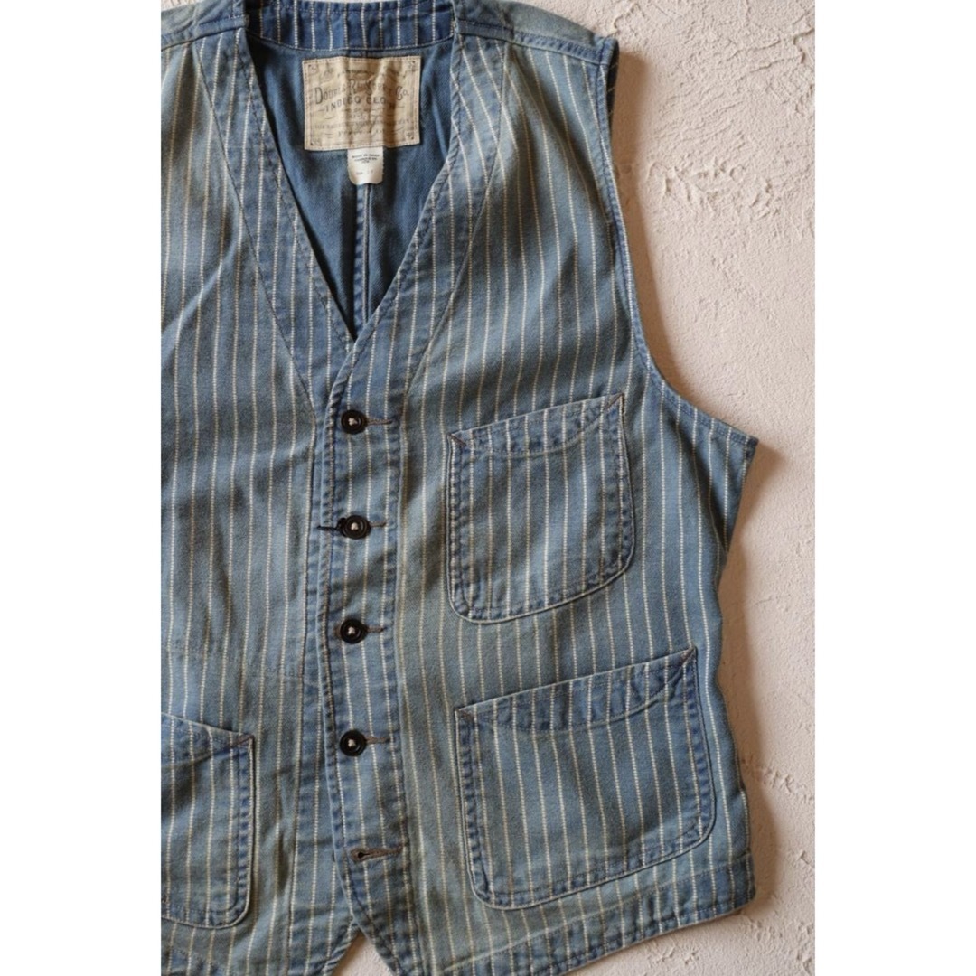 RRL - 新品*RRL*インディゴ ストライプド ツイル ベスト*S RRL - 新品*RRL*インディゴ ストライプド ツイル ベスト*S