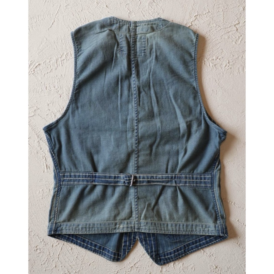 RRL - 新品*RRL*インディゴ ストライプド ツイル ベスト*S RRL - 新品*RRL*インディゴ ストライプド ツイル ベスト*S