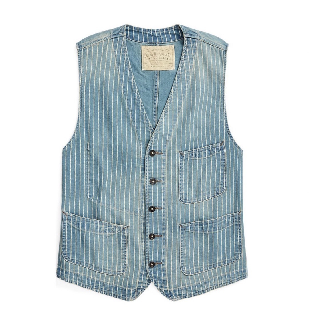 RRL - 新品*RRL*インディゴ ストライプド ツイル ベスト*S RRL - 新品*RRL*インディゴ ストライプド ツイル ベスト*S
