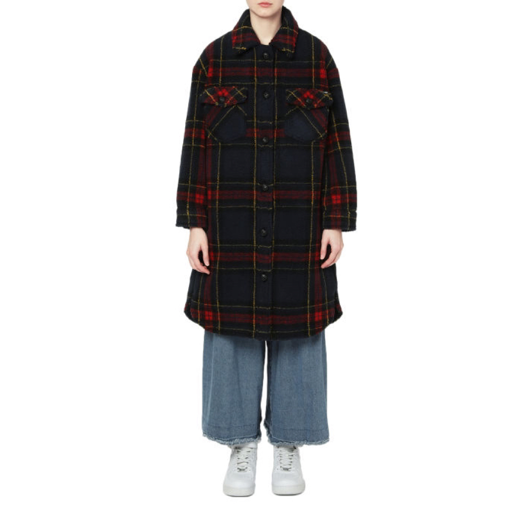 BAPY BY A BATHING APE(ベイピーバイアベイシングエイプ)のBAPY BY BATHING APE tartan overcoat レディースのジャケット/アウター(チェスターコート)の商品写真