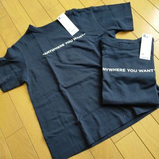 ジーユー(GU)の新品未使用 タグ付 GU バックプリントT ネイビー 140 男女兼用(Tシャツ/カットソー)