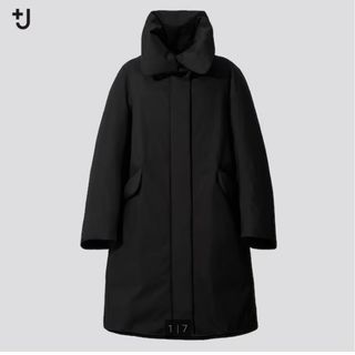 ユニクロ(UNIQLO)の良品 UNIQLO×+J レディース ハイブリッドダウンコート ブラック M(ダウンコート)