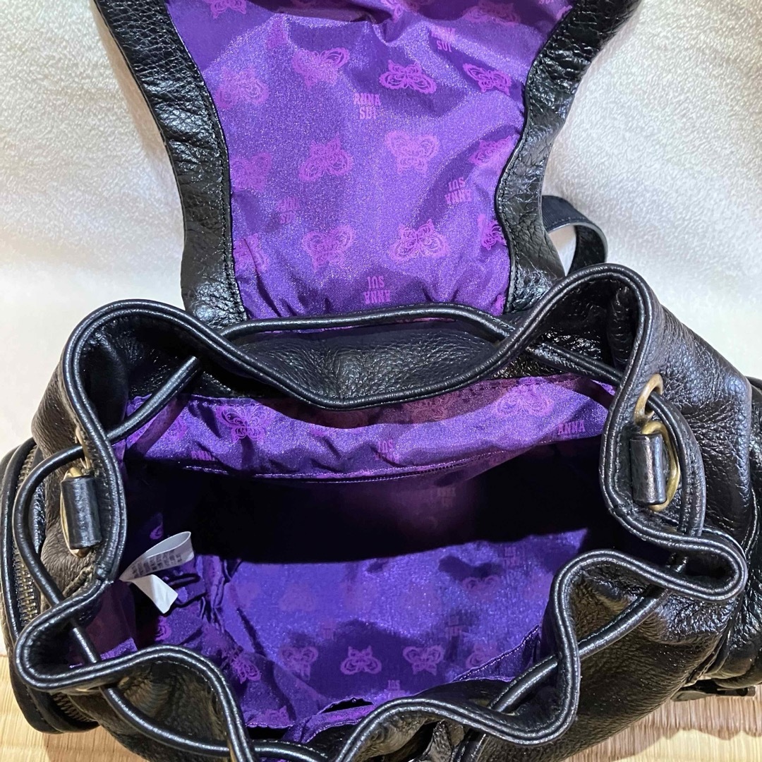 ANNA SUI(アナスイ)のANNA SUI  2way しぼ革 オールレザー 巾着 リュックサック レディースのバッグ(リュック/バックパック)の商品写真