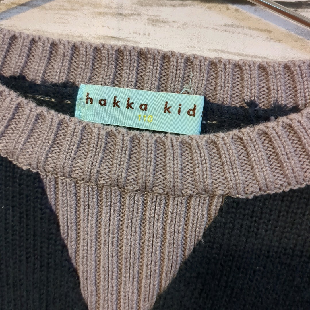 mou jon jon(ムージョンジョン)の【Hakka Kids】★美品★　ニット　セーター　110cm 　黒 キッズ/ベビー/マタニティのキッズ服女の子用(90cm~)(カーディガン)の商品写真