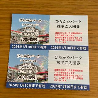 ケイハンヒャッカテン(京阪百貨店)のひらかたパーク株主ご入園券　2枚(遊園地/テーマパーク)