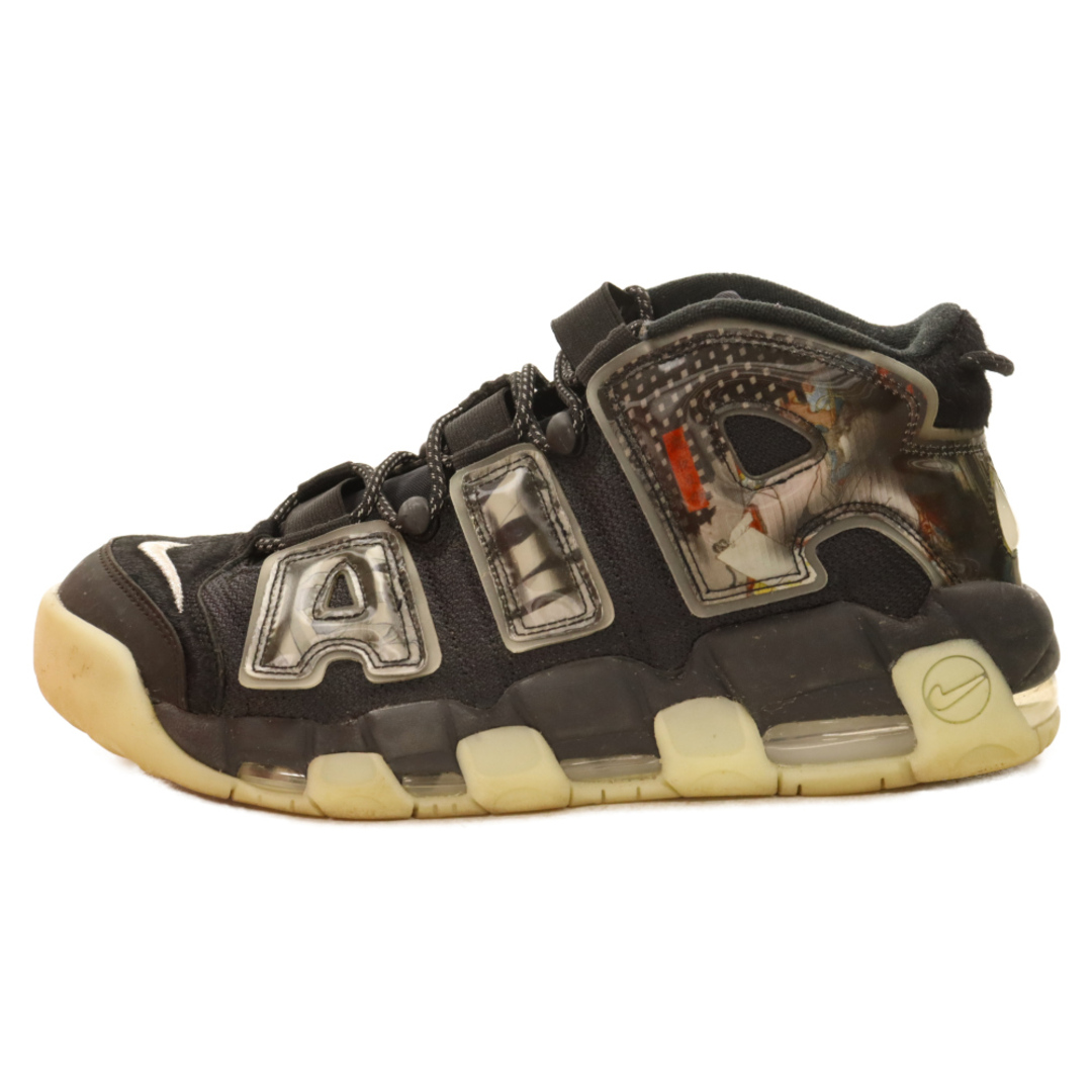 合成繊維合成樹脂合成皮革底NIKE ナイキ AIR MORE UPTEMPO UTAGAWA KUNIYOSHI DM6213-045 エアモアアップテンポ ミドルカットスニーカー ウタガワ クニヨシ ブラック US10/28cm