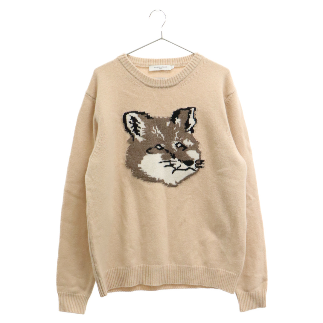 MAISONKITSUNEMAISON KITSUNE メゾンキツネ BIG FOX HEAD PULLOVER フォックス デザイン ビッグシルエット クルーネック長袖セーター ベージュ