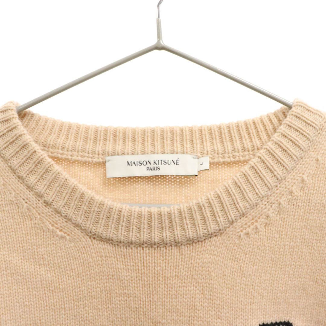 MAISON KITSUNE'(メゾンキツネ)のMAISON KITSUNE メゾンキツネ BIG FOX HEAD PULLOVER フォックス デザイン ビッグシルエット クルーネック長袖セーター ベージュ メンズのトップス(ニット/セーター)の商品写真