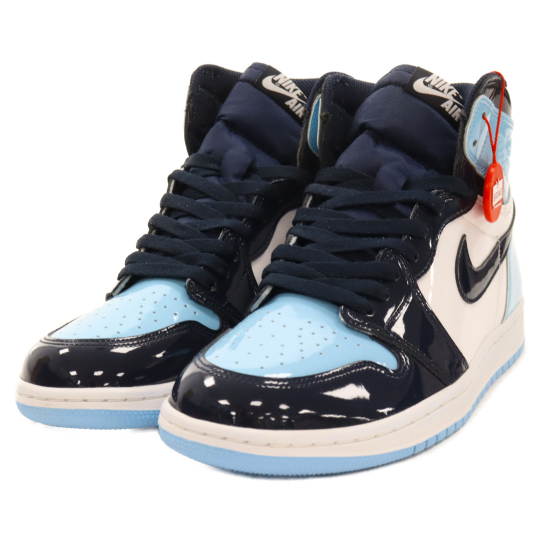 NIKE(ナイキ)のNIKE ナイキ WMNS AIR JORDAN1 RETRO Patent Leather ウィメンズ エアジョーダン1 レトロ ハイカットスニーカー パテント ネイビー/ブルー CD0461-401 US9.5 レディースの靴/シューズ(スニーカー)の商品写真