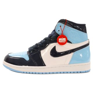 ナイキ(NIKE)のNIKE ナイキ WMNS AIR JORDAN1 RETRO Patent Leather ウィメンズ エアジョーダン1 レトロ ハイカットスニーカー パテント ネイビー/ブルー CD0461-401 US9.5(スニーカー)