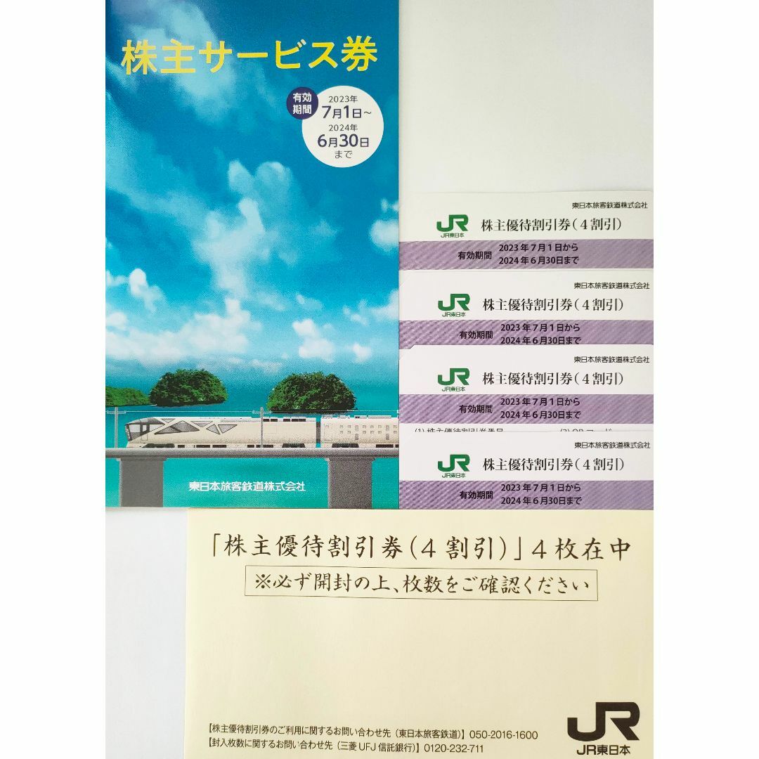 鉄道乗車券JR東日本株主優待割引券（４枚）と株主サービス券