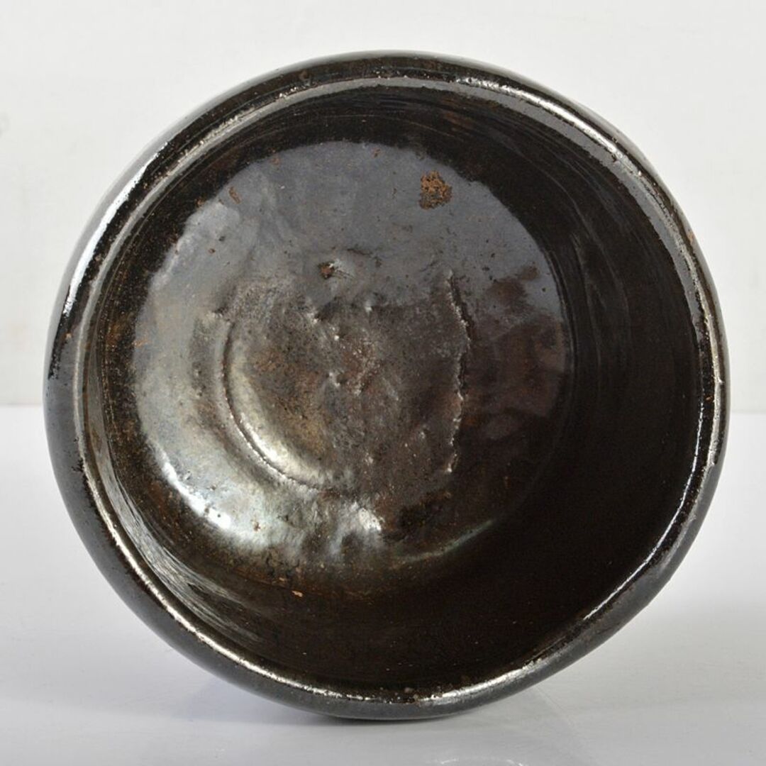 茶道具 尾形乾山造 富士図 黒筒茶碗 極め箱 M R6620