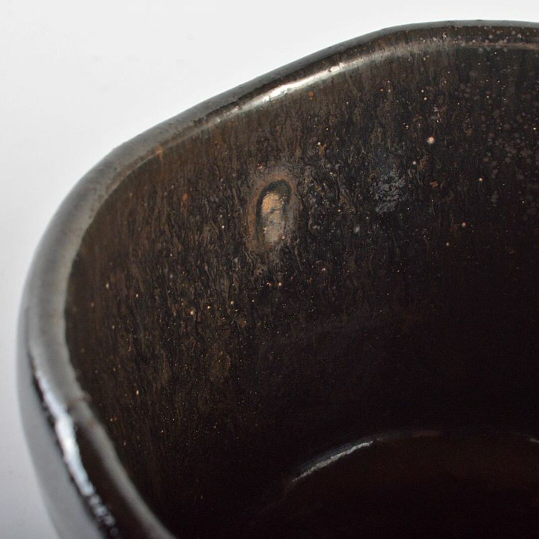 新しいスタイル 茶道具 尾形乾山造 R6620 M 極め箱 黒筒茶碗 富士図 工芸品