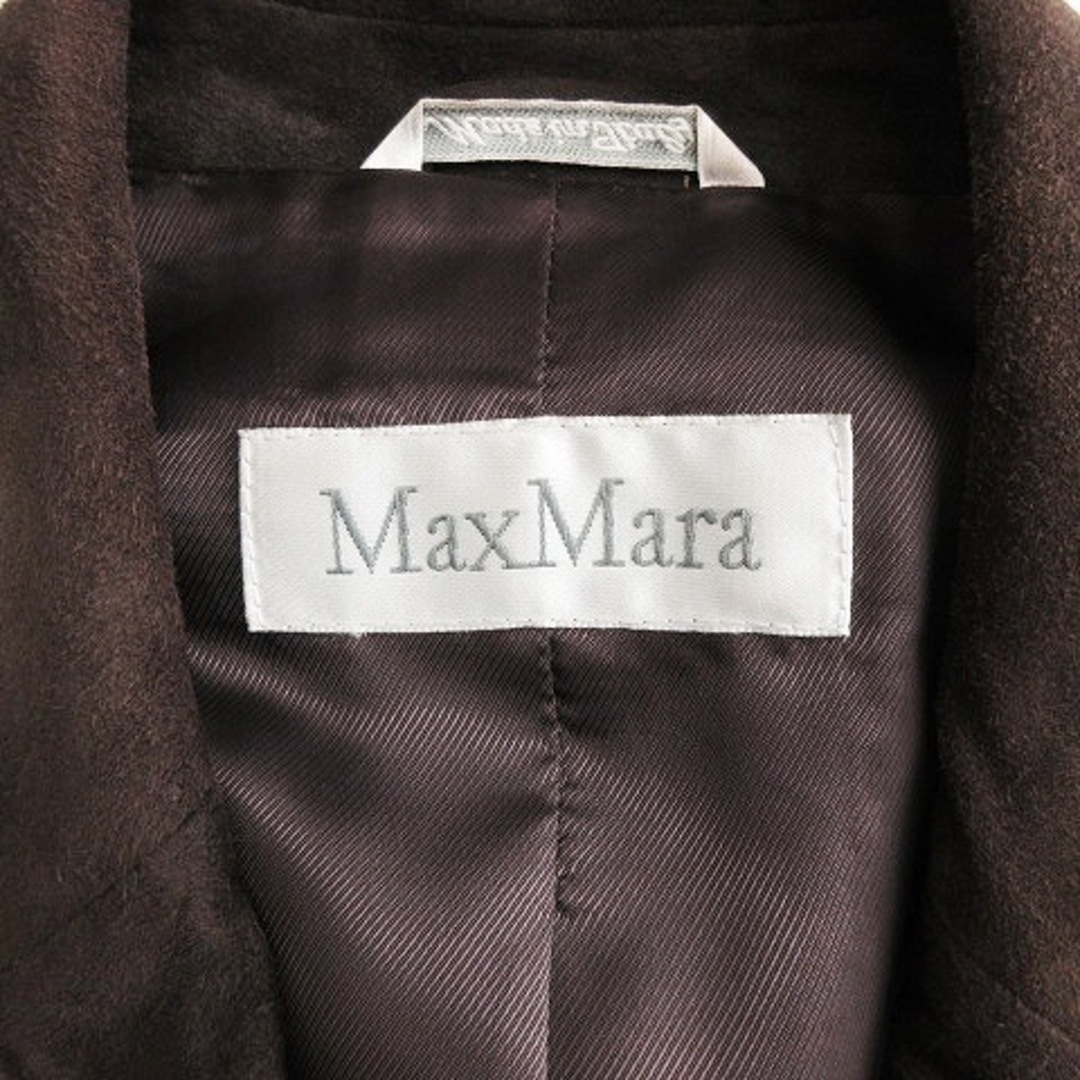 Max Mara(マックスマーラ)のマックスマーラ 白タグ テーラードジャケット シングル フェイクレザー 茶 42 レディースのジャケット/アウター(テーラードジャケット)の商品写真