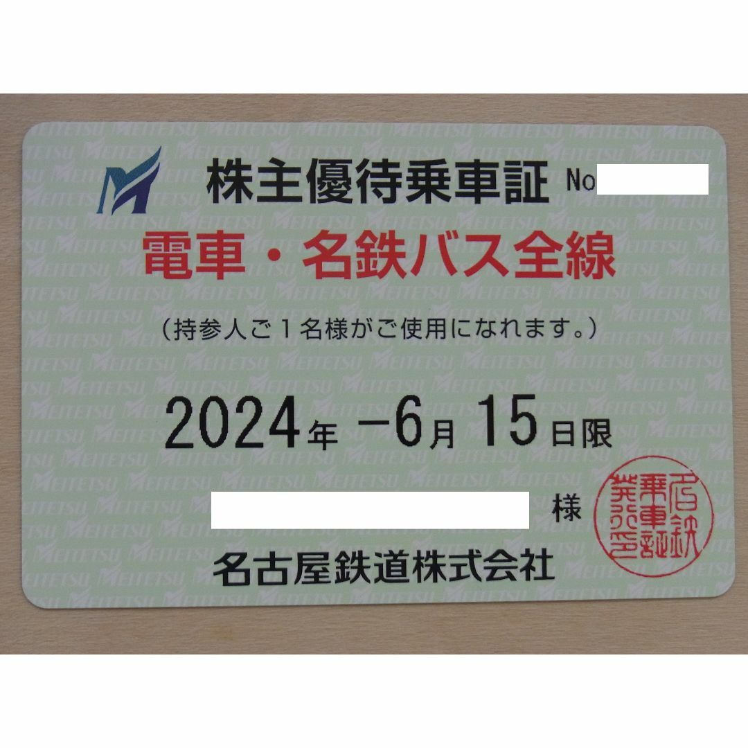 チケット名古屋鉄道　名鉄　株主優待乗車証