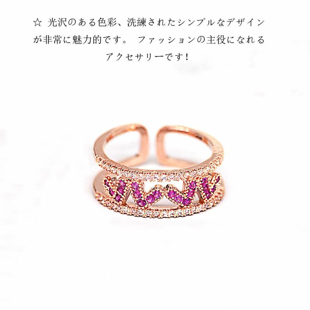 MIKAMU レディース 指輪 ハート 18k ピンク CZダイヤモンド キラキの
