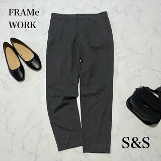 フレームワーク(FRAMeWORK)のFRAMeWORK S&S ウールテーパードパンツ　グレー　ストライプ　38 M(カジュアルパンツ)