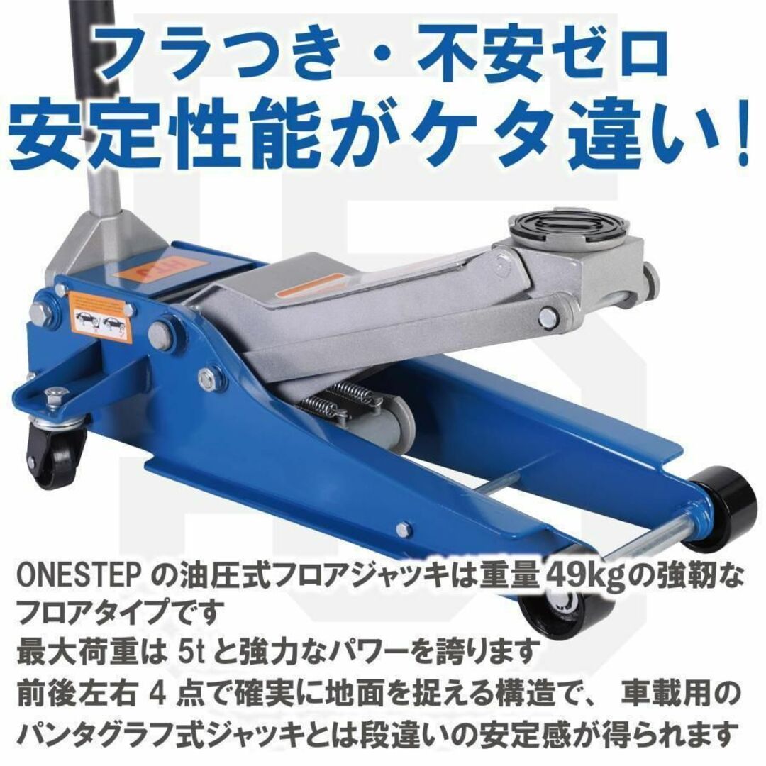 フロアジャッキ 油圧式 低床 最大耐荷重５t（最低位75mm 最高位525mm）1568